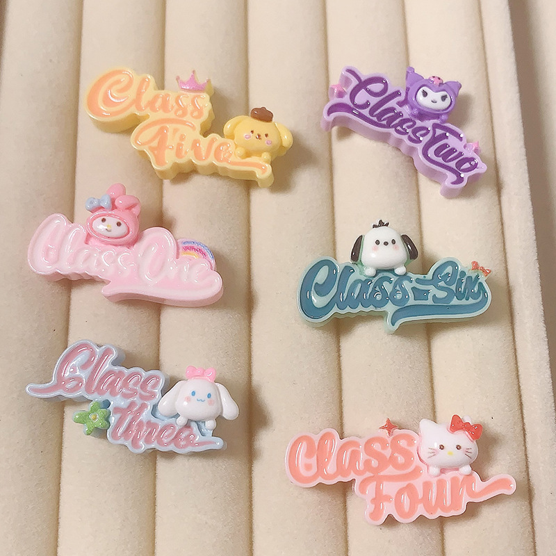 Caricatura Inglés Animal Diy Accesorios de resina Crema Adjustación de cabello Teléfono móvil agujero agujero botón de zapatos parche hecho a mano