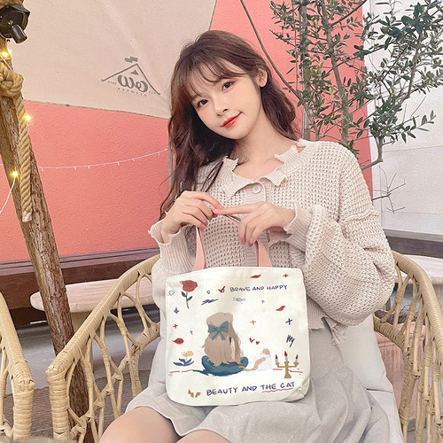 A versatile canvas bag for women, wholesale fashionable small cloth bag, summer shoulder bag, dropshipping, hand-held bag.