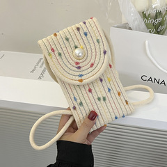 Mini woven bag for ladies' mobile phone, new 2022 sweet lady versatile woven mini shoulder crossbody bag