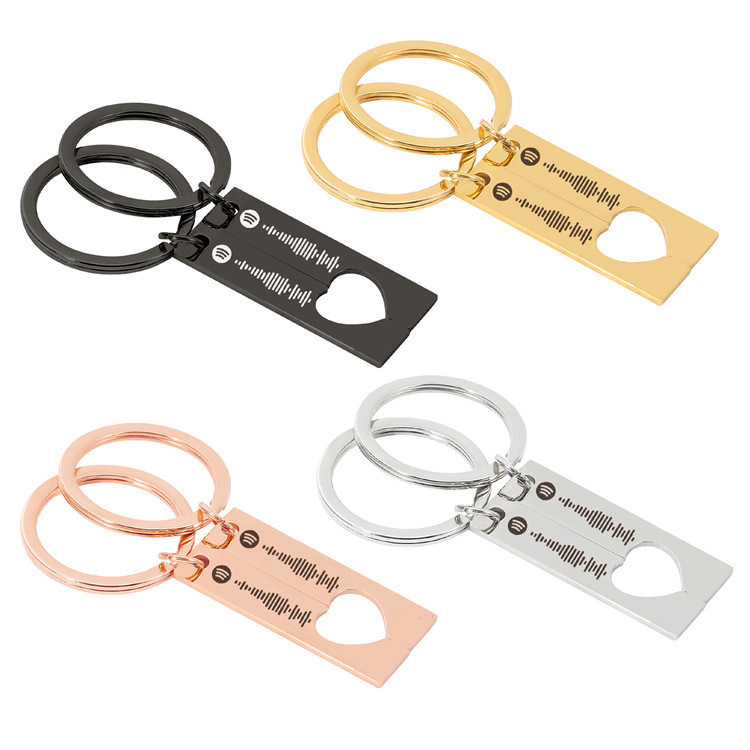 Cross-border Stainless Steel Strip Spelling Heart Couple DIY Private Personality Music Sharing Sweep Code Spotify Keychain Cross-border Stainless Steel Strip Spelling Heart Couple DIY Private Personality Music Sharing Sweep Code Spotify Keychain