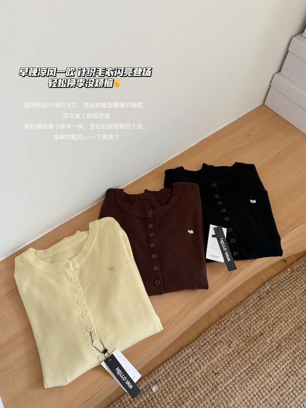 HELLOVAVAmiu系小狗针织开衫韩版简约百搭圆领针织开衫女秋季新款|undefined