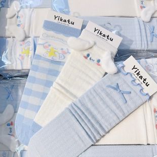 Sanrio spring and summer embroidered sweet Japanese thin socks women's light blue Lolita cute Yugui dog mid-calf length socks
