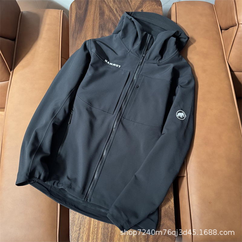 25 Winter Mammoth Softshell Jacket for Men, Warm, Waterproof, Windproof, Breathable, Wear-Resistant, Outdoor Sports Coat with Fleece Lining