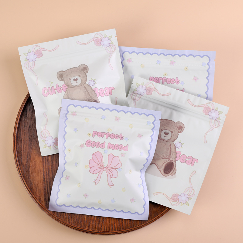 高品质铝膜卡通少女蝴蝶结小熊礼物袋盲盒袋文具发绳小礼物隐私袋