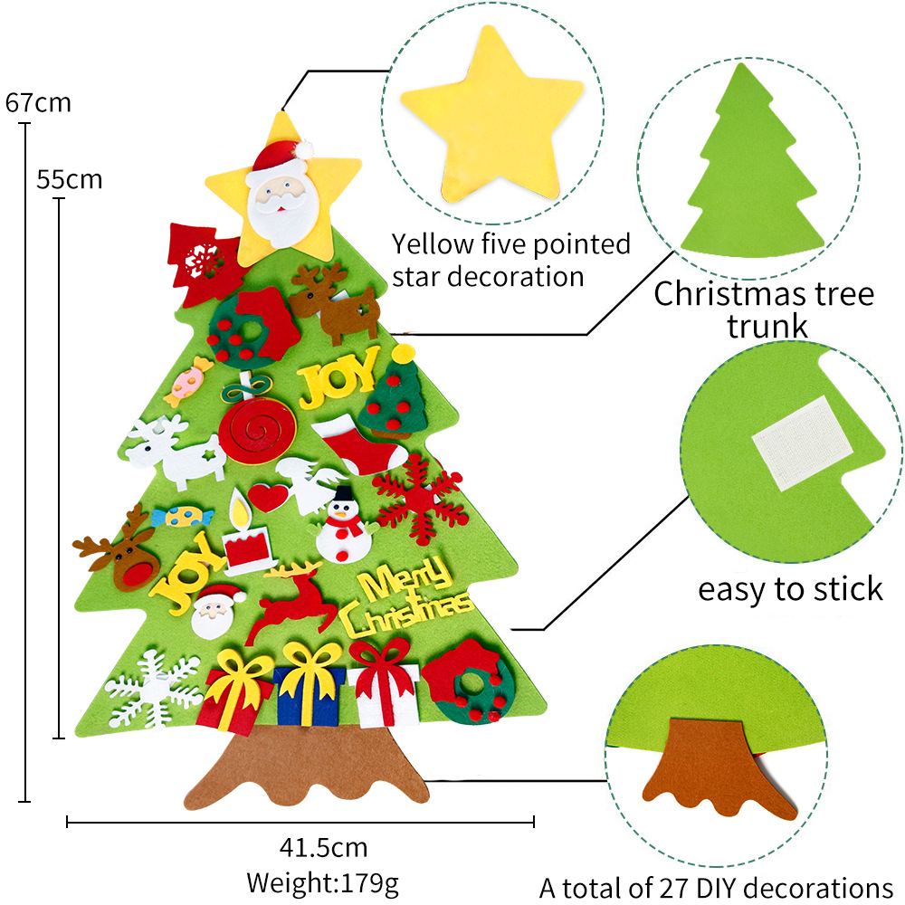 Amazon nuevo fieltro de navidad árbol de navidad tridimensional colgante decoración interior decoración DIY navidad decoración árbol colgante