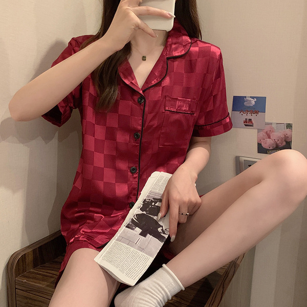 레드 자카드 체크