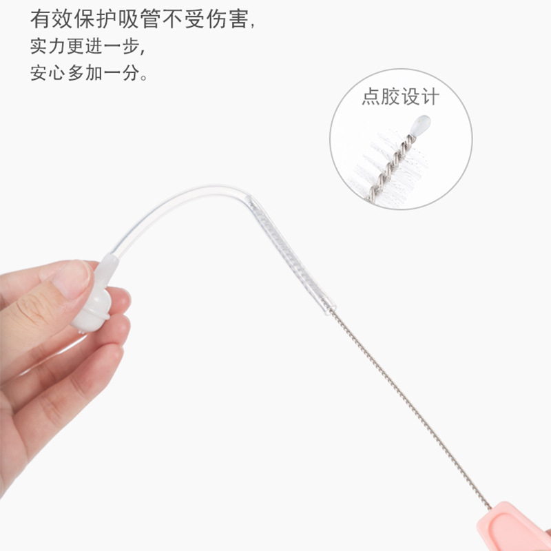 Set de limpieza de biberón Xierbao, incluye cepillo para pezón y pajilla, acero inoxidable, 2 piezas, para bebés.