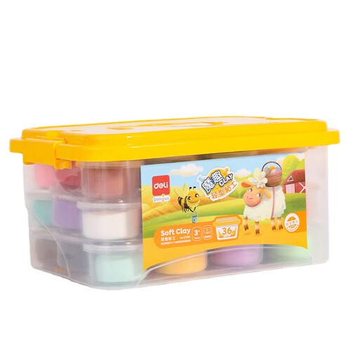 Deli Stationery Lightweight Clay Set Student Children's Kindergarten Handmade Toy Color Clay Toolbox Plasticine