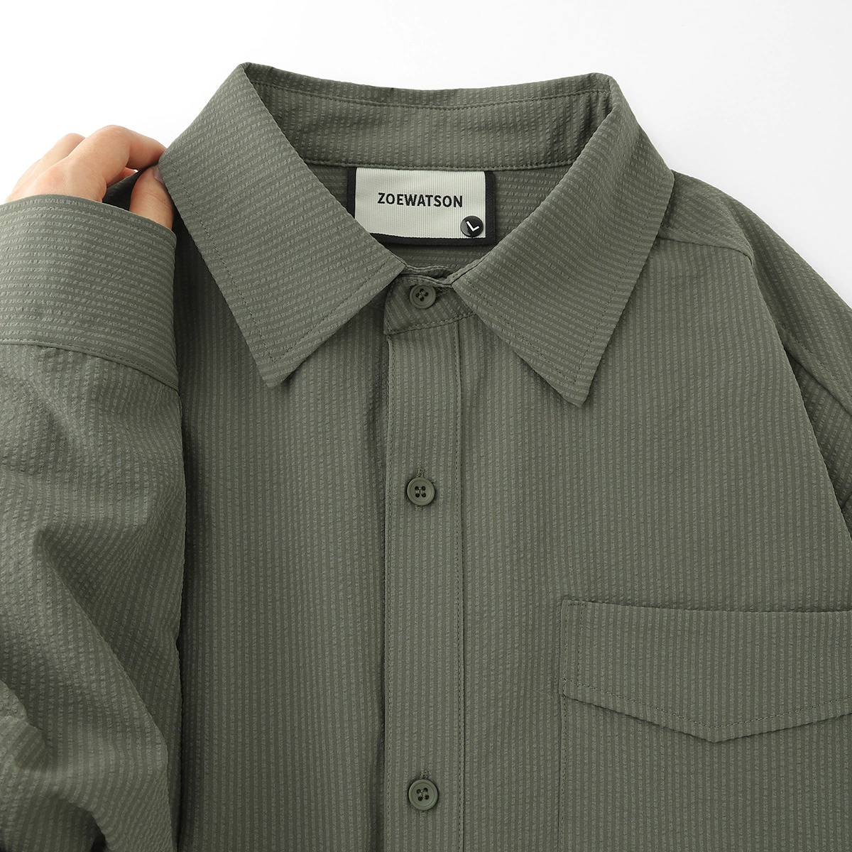 2024 весна и осень новый пузырь марля карманные рубашки с длинными рукавами мужской американский тренд повседневная куртка с отворотом топ