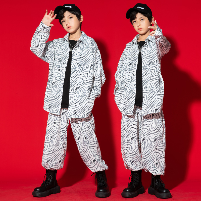 Children's Costume Hip-hop Suit Boys' Fried Street Hip-hop Fashion Brand Shirt Jazz Dance Costume Girls' New Year's Day Fashion Clothes