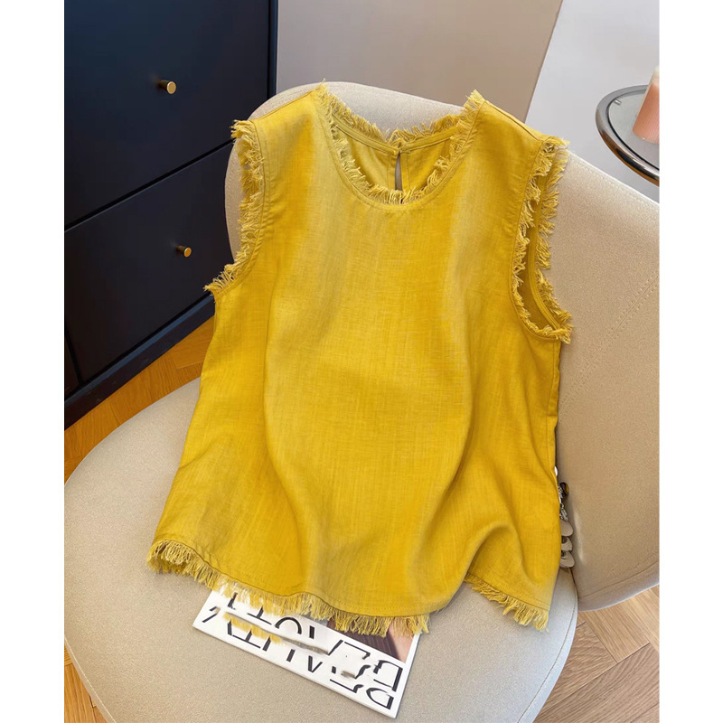 Linen Sleeveless Shirt Women's Summer 2025 New Loose and Stylish Cotton and Linen Vest Top