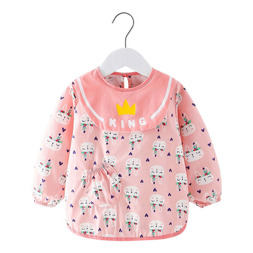 Children's smock pure cotton waterproof autumn and winter baby long-sleeved baby reverse dressing eating protective apron smock new style