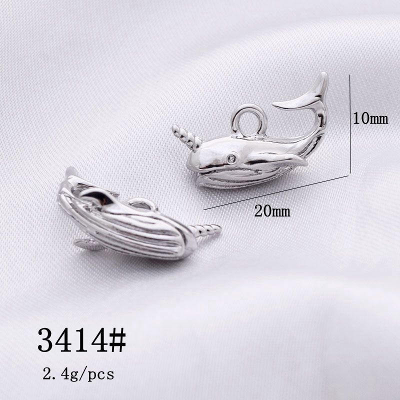10 Pcs/package Simple Style Dolphin Whale Alloy Plating Pendant Jewelry Accessories display picture 6