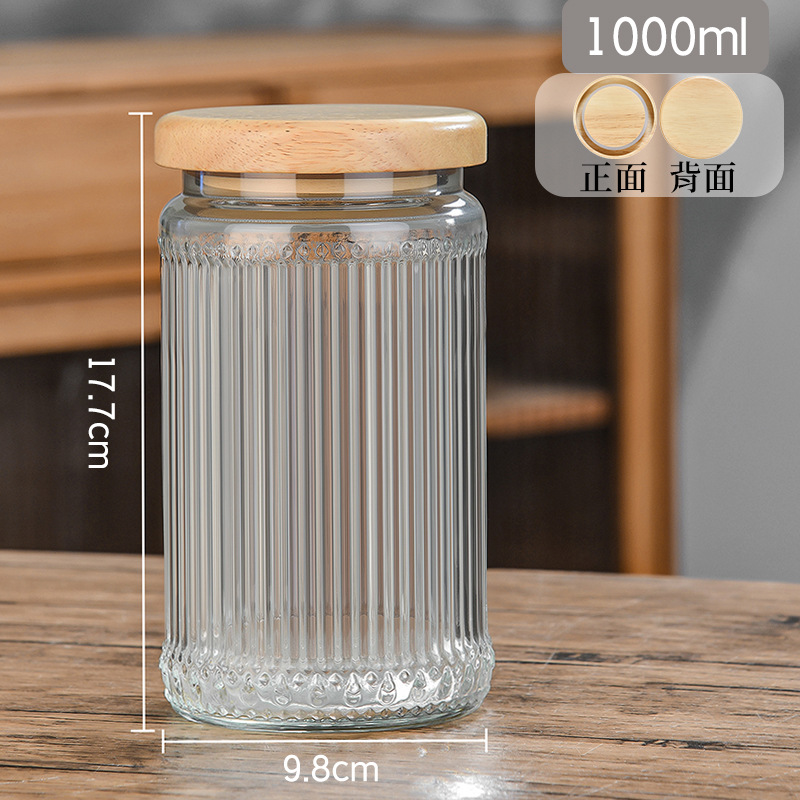 Taza de vidrio sellada Retro Begonia Pattern Glass Jar Household Snack Nut Storage Jar Size Combination