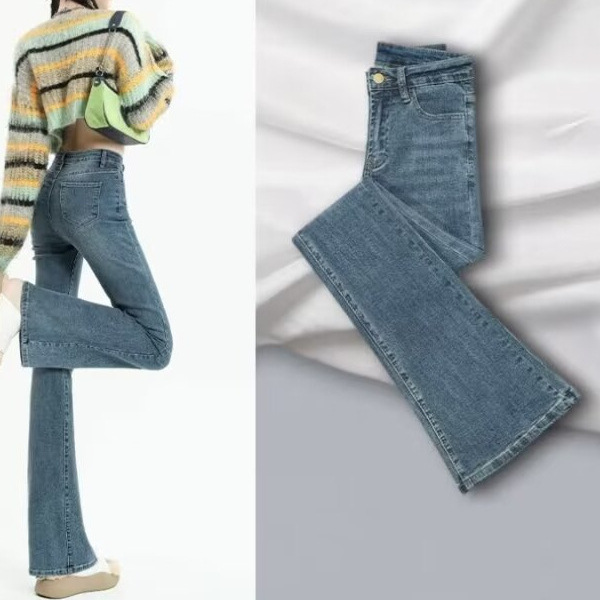 Micro-Lar Jeans Women's Summer Thin 2024 New High Waist Slim Horseshoe Pants Small Bell Pants Children