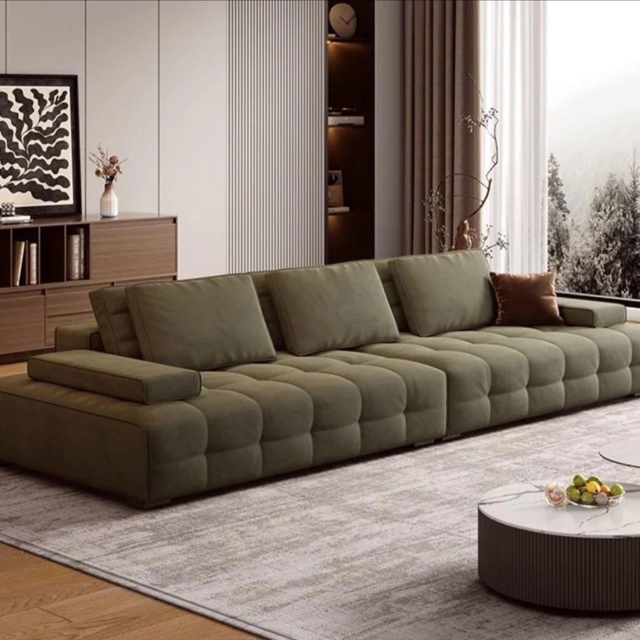Lawrence sofá de tela sala de estar módulo ajustable tela de terciopelo Schneider estilo italiano minimalista línea recta combinación ligera lujo