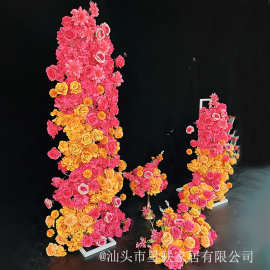 婚庆商场美陈大型KT背景摆件玫瑰花婚礼现场求婚仪式布置装饰