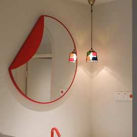 餐厅高端装饰画卫生间镜子画简约墙壁红色系抽象轻奢挂画奢华壁饰