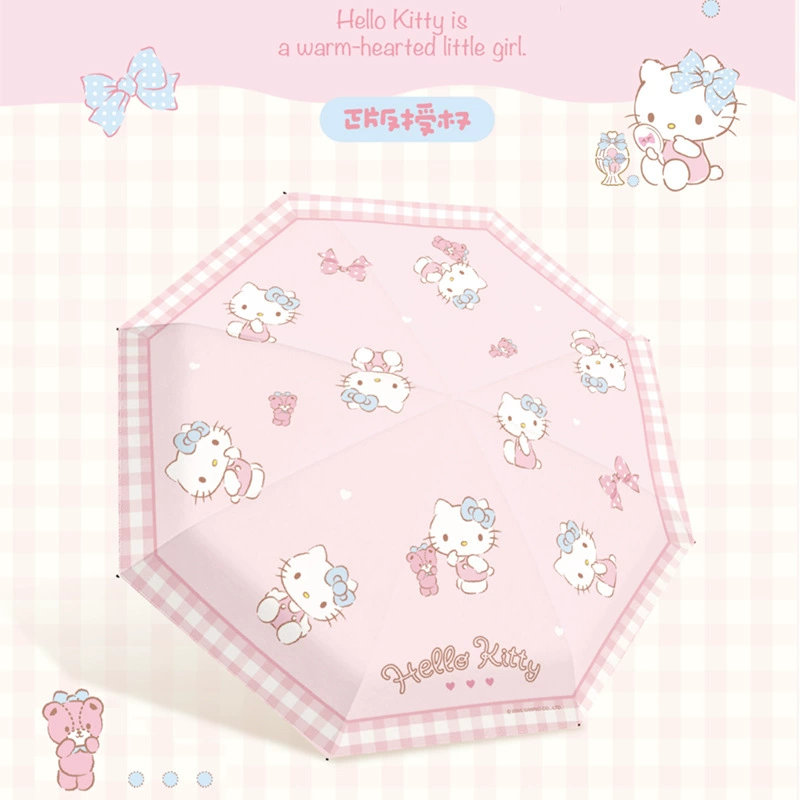 Hello Kitty, small handheld umbrella solar-powered, sun protection, custom-made
