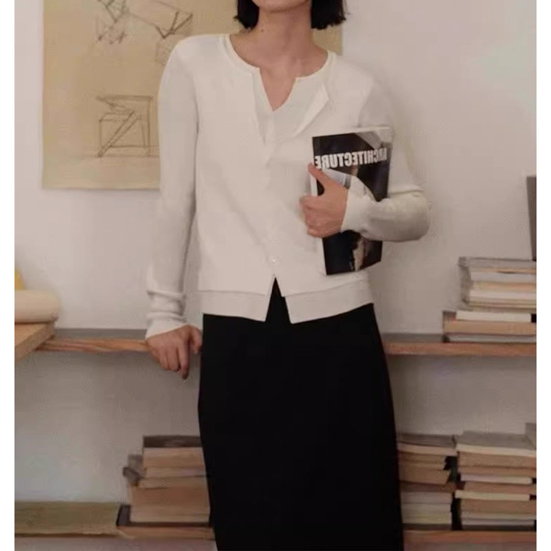 现货厂家批发 2025新款 假两件针织开衫女 毛衣打底衫上衣 女|undefined