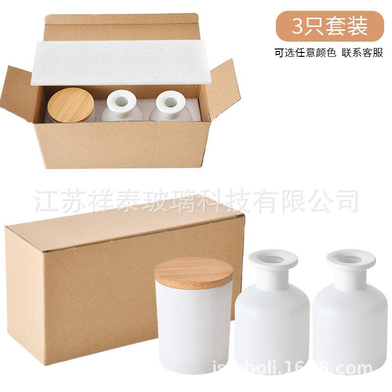 Botella de fragancia simple, taza de vela de moda, atmósfera romántica en el hogar, combinación de bambú y madera, cubierta de metal, tablero de vela de fragancia de vidrio