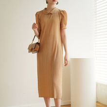专柜品质2024夏季褶皱三宅风小红书清新甜美显瘦时尚休闲连衣裙