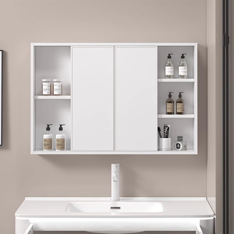 Espejo de Feng Shui escondido tipo push-pull armario de espejo de baño armario de almacenamiento de luz inteligente armario de almacenamiento de lavado tipo pared de baño