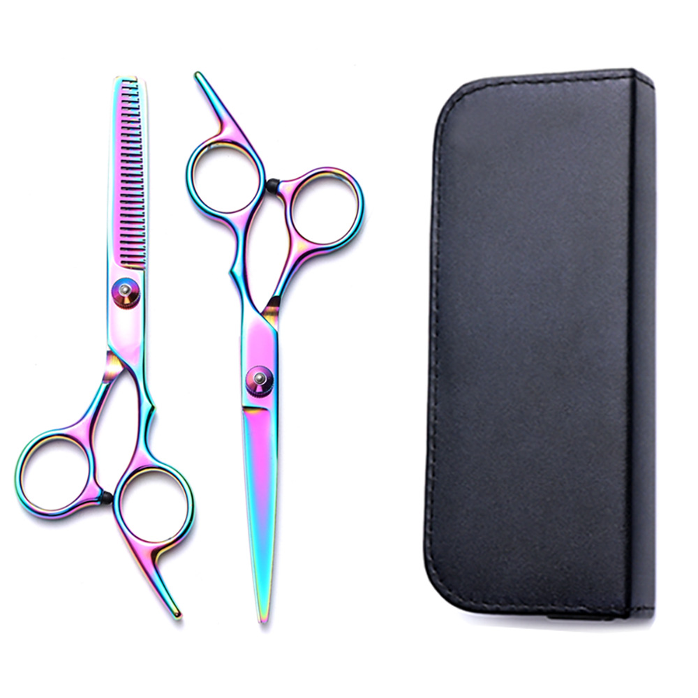 Corte de pelo tijeras transfronterizas amazonas color tijeras de dientes planas cortadas delgadas frange tijeras divisorias fábrica de tijeras al por mayor set de tijeras de peluquería