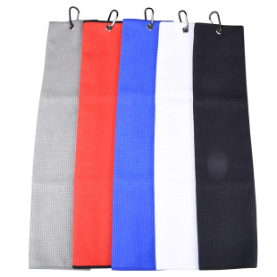 Golf Towel Fiber Waffle Sports Towel Triple Fold with Hiking Hook 40*60cmgolf Towel