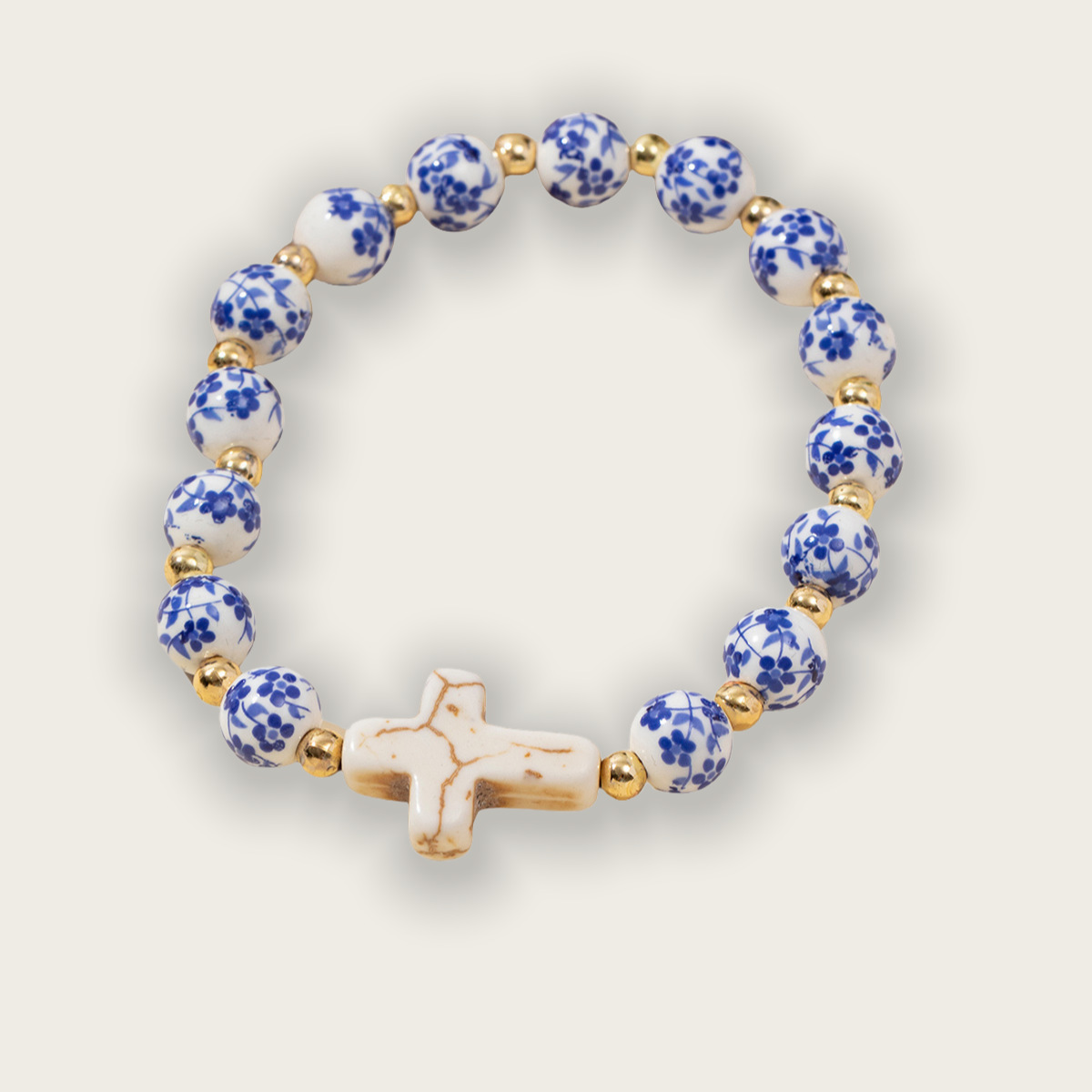 Cross Pattern All Seasons Season Women's Gender Elegant Lady Cross Alloy Beaded Chain Stretch Adjustable Beaded Bracelets Wholesale