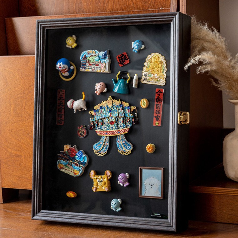 Refrigerator Magnet Display Frame Magnetic Sticker Storage Collection Display Board Museum Flip-Top Solid Wood Decorative Blackboard Photo Frame Refrigerator Magnet Display Frame Magnetic Sticker Storage Collection Display Board Museum Flip-Top Solid Wood Decorative Blackboard Photo Frame