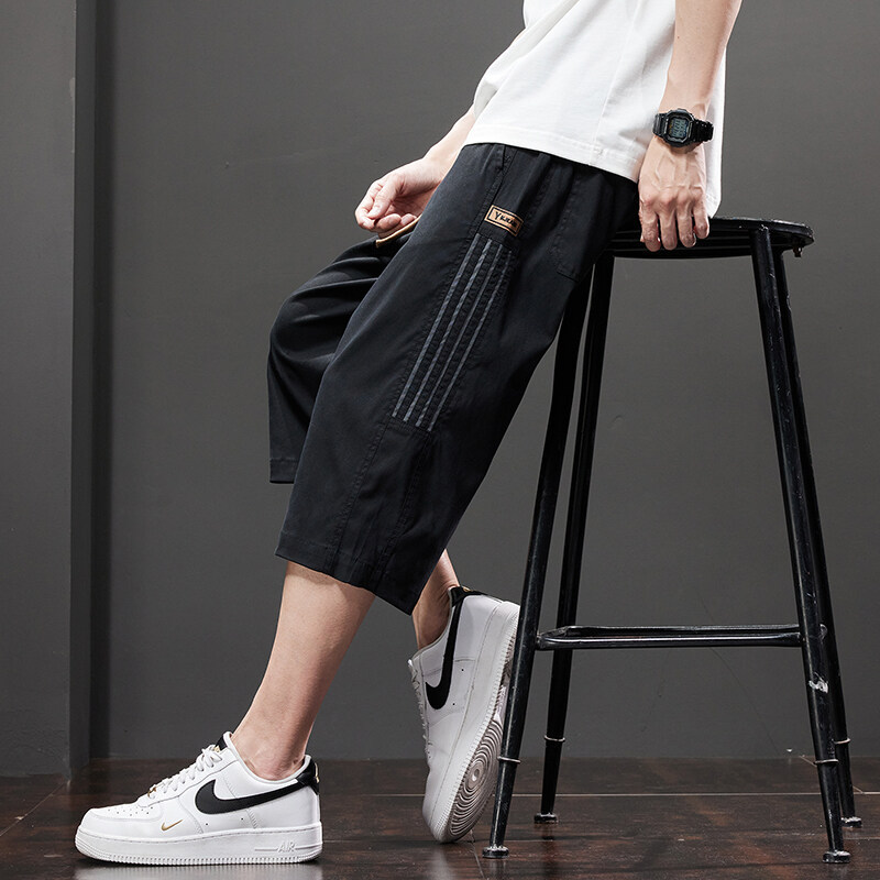 Ice Silk Casual Summer Shorts New Breathable Loose Thin Mid-Length Versatile Men's Sports Pants Cropped Pants