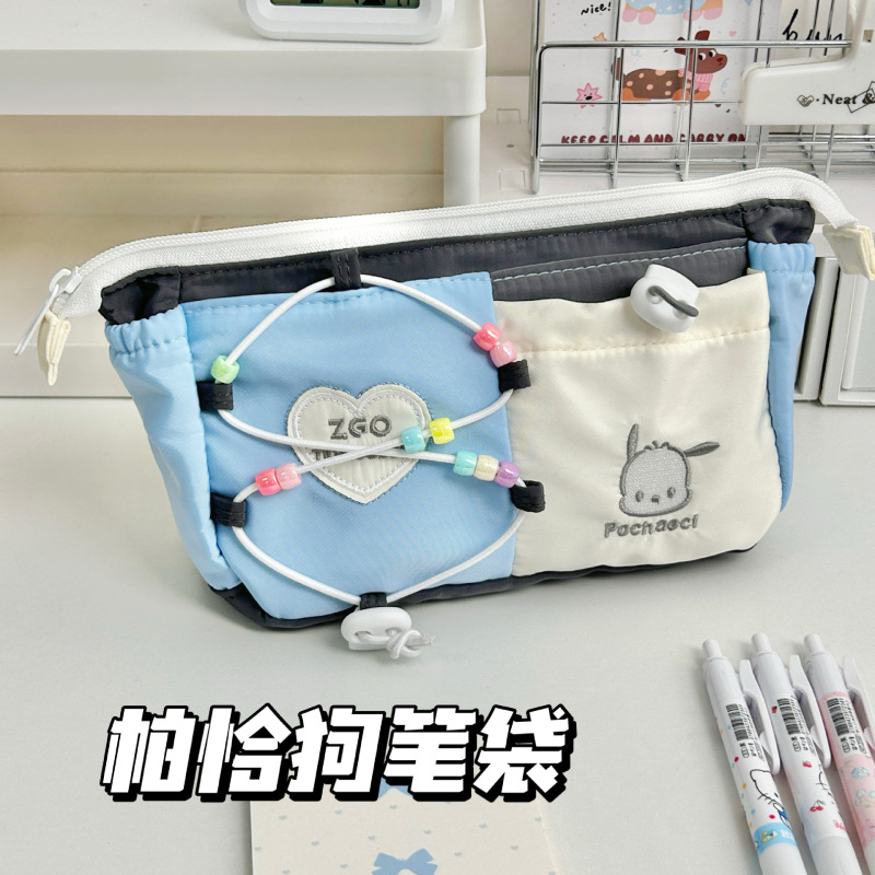 サンリオビーズチェーン巾着キティ猫ペンバッグ化粧品袋パチャ犬文具大容量シナモンドッグペンバッグイン|undefined