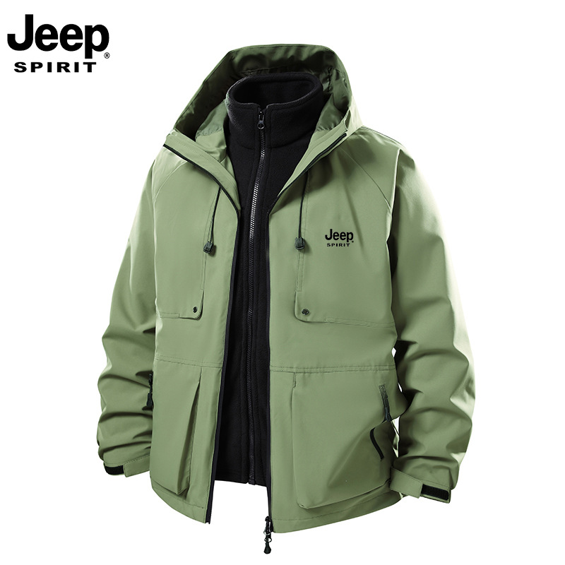 Workwear Customized Jeep Spirit Detachable Three-In-One Jacket for Men and Women Outdoor Sports Jacket Group Clothing
