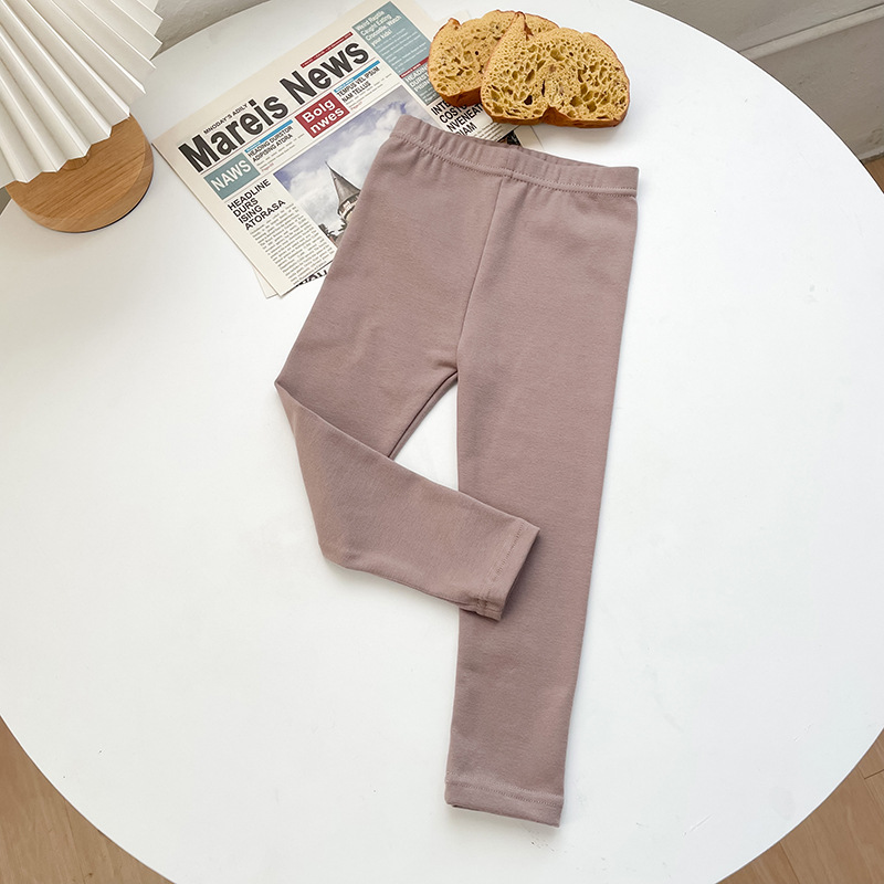 2023 Otoño e Invierno niñas SLIM-Fit color sólido polainas ropa exterior lana pull-up casual algodón bebé bottoming Pantalones