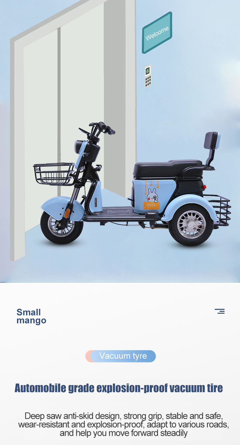 Heavy Load 600 kg Customizable Color Household Electric Tricycle