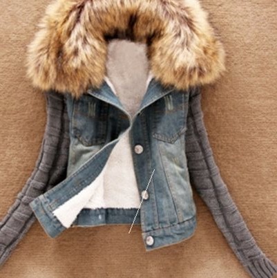 2087 Winter Jean Overcoat Women Fur Collar Jackets Coat Tops