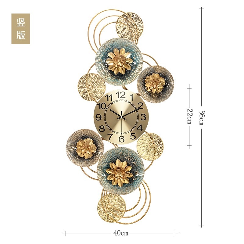 Reloj de pared colección comedor sala de estar moderna Luz de lujo reloj decorativo comedor reloj de hierro colgante pintura tridimensional reloj de pintura decorativa