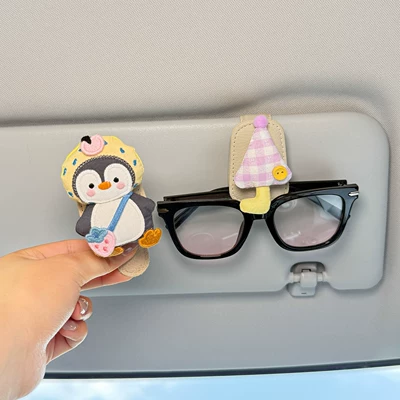 Clip for Women, Sürətlər qutusu və əl tormozu başlıqları - yellow-hat-strawberry-bag-cute-penguin-purple-grid-yellow-buckle-small-umbrella-mi-glasses-clip-2