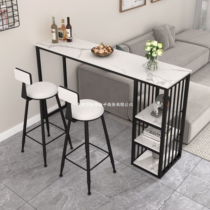 Bar Table Against the Wall, Light Luxury Home Simple High Table, Nordic Living Room Table and Chair Combination, Sofa Balcony Long Table