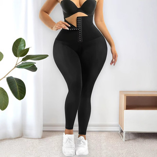 Cross-Border European and American Plus Size Popular Yoga Body Shaping Pants Women's Hip Lifting Sports Buttoned Leggings
