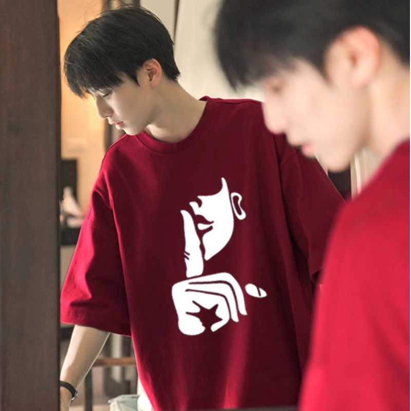 潮流男款时尚大码100%纯棉短袖个性别致小众不撞衫vintag休闲慵懒