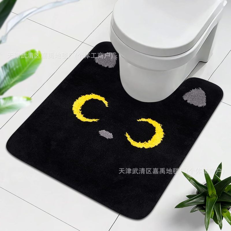 跨境卡通仿羊绒马桶U型地垫易打理卫生间防滑垫代发家用浴室脚垫|undefined