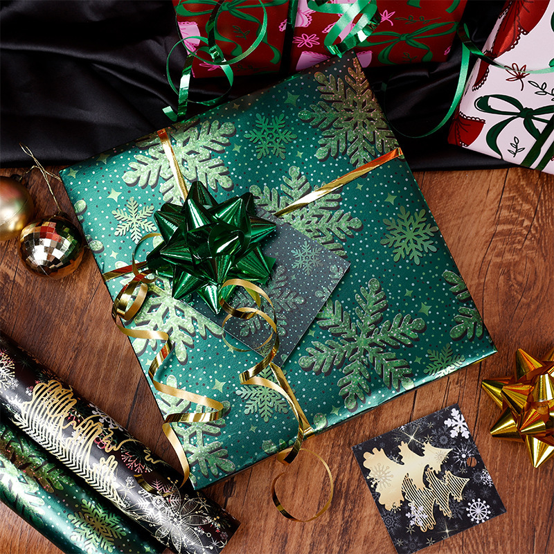 Transfronterizos para Amazon nuevo papel de aluminio de gran tamaño de papel de embalaje de regalo de cartas de copo de nieve de Navidad