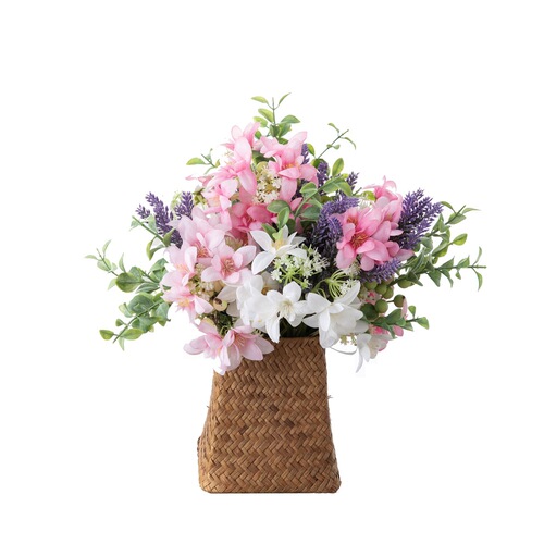 Wholesale Fake Flowers Simulated Chrysanthemum Grass Bunch Cross-border Manufacturer Green Plant Wedding Decorations DY1-3327