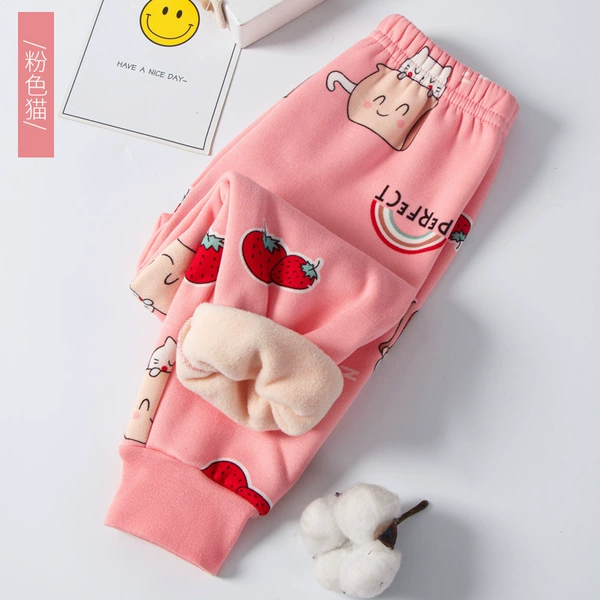 Ha-pants (thick fleece) pink cat