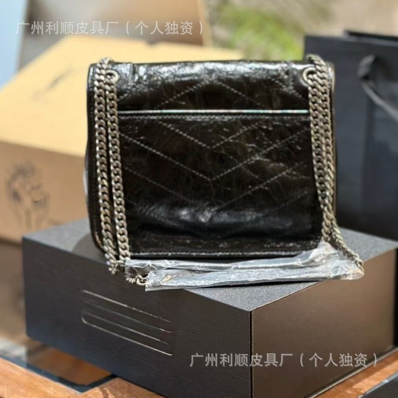 広州対外貿易商品楊林niki放浪バッグ本革しわワックス油皮カバー腋の下郵便チェーン女性バッグ|undefined