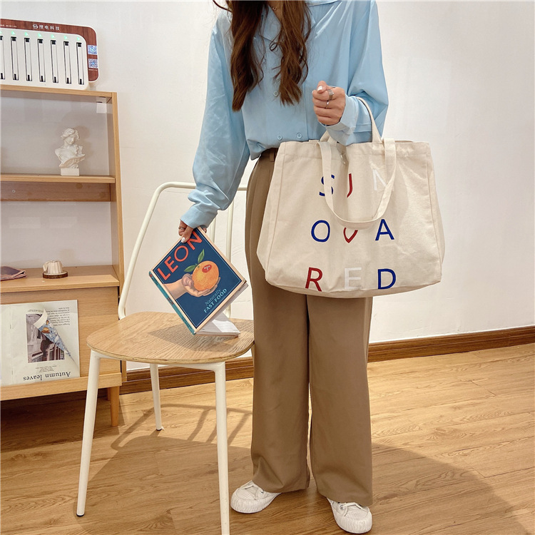 03295 Casual canvas bag, cute girl Japanese style bag, Harajuku chic student large capacity single-shoulder bag undefined