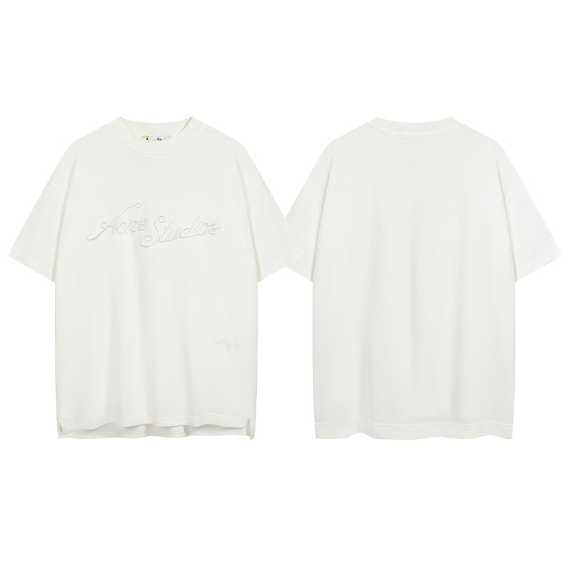 夏の小衆潮牌高街ACアルファベット刺繍ゆるいカジュアル男女カップル半袖丸首tシャツ半袖シャツ|undefined