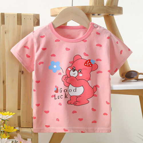 Children's short-sleeved pure cotton summer new 2024 baby boy T-shirt cartoon girls short-sleeved Korean style single top children's clothing